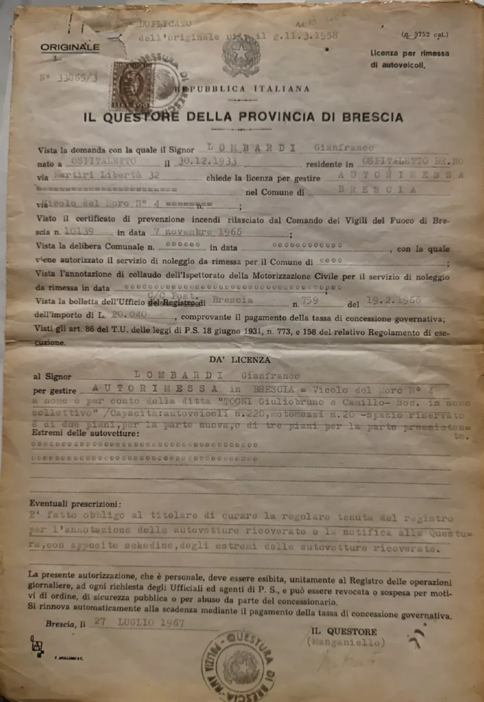 La prima autorizzazione 1967